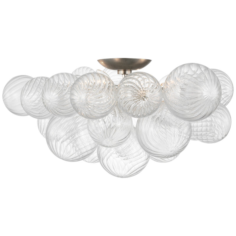 Talia Semi Flush Mount, Burnished Silver Leaf, 12"H x 25.25"W x 25.25"D