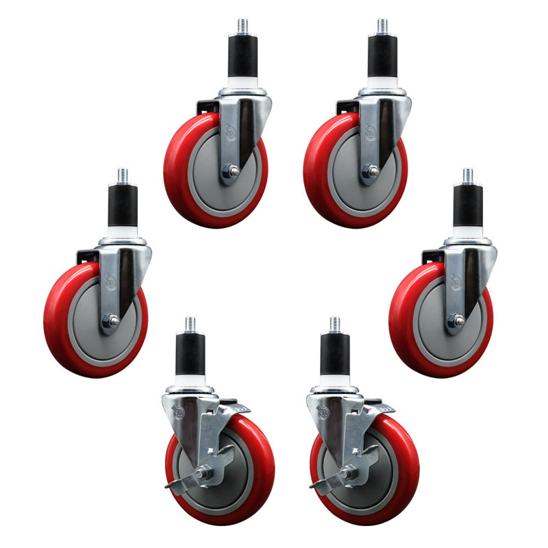 Ensemble de roulettes de rechange 5 pouces avec freins Regency 600CASTER6 - Roulettes de service