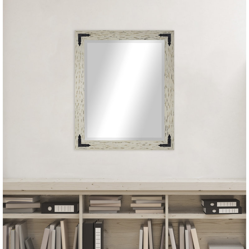 Tuohy Solid Wood Flat Wall Mirror, Cream/Black, 38"  x 32" 