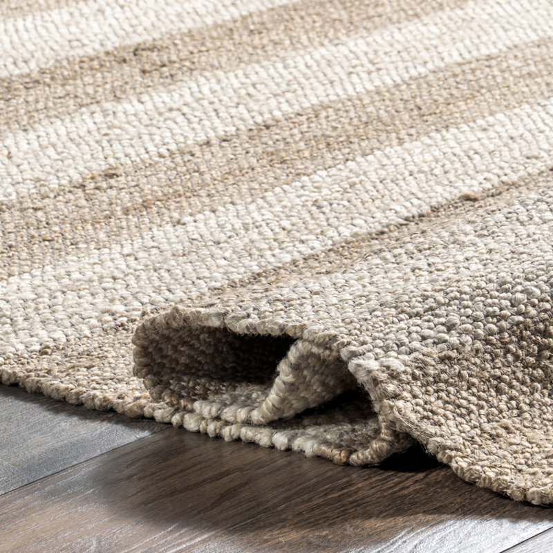 Tapis rayé beige tissé à la main Stockton Springs, Tapis de couloir 2 pi 6 po x 8 pi