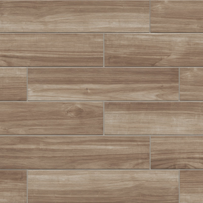 MSI Havenwood 8 in. x 36 in. Matte Porcelain Wood Look Floor and Wall Tile, Saddle