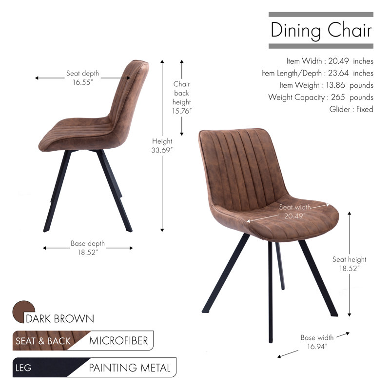 Ensemble de 2 chaises de salle à manger Corrigan Studio® Vue, microfibre et pieds en métal, Brun foncé