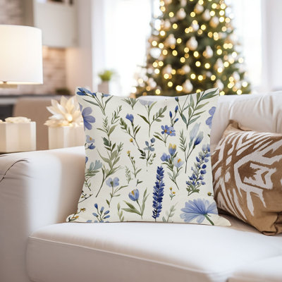 Botanical Wildflowers Floral Flowers Pattern VII Cottage Throw Pillow Cover