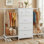 Commode multifonctionnelle à 5 tiroirs avec deux tringles suspendues et tablettes pour petits espaces, organisateur de chambre à coucher et de vestibule