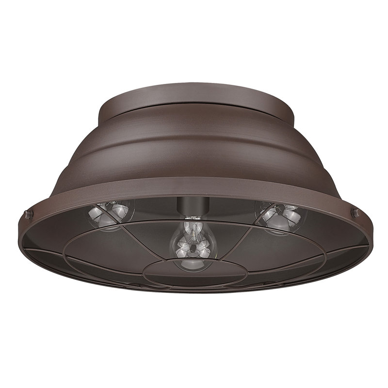 Bartlett Vintage-Casual Textured Bronze 3-Light Outdoor Flush Mount
