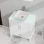 Meuble-lavabo blanc de 30 po avec lavabo et comptoir en verre. Armoire. 2 portes, 1 tiroir. Rangement généreux. Fabrication. Fonctionnement du tiroir silencieux. Pieds réglables pour équilibrer le dessus de l'armoire. 18,5 x 30 x 31,5 po.