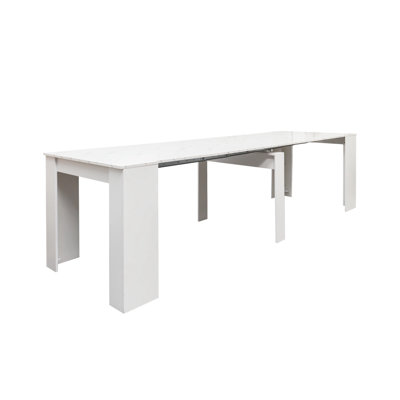 Extendible Rectangular Dining Table Multifunctional Console Desk 30.71"H x 20.08"D x 35.43"W White