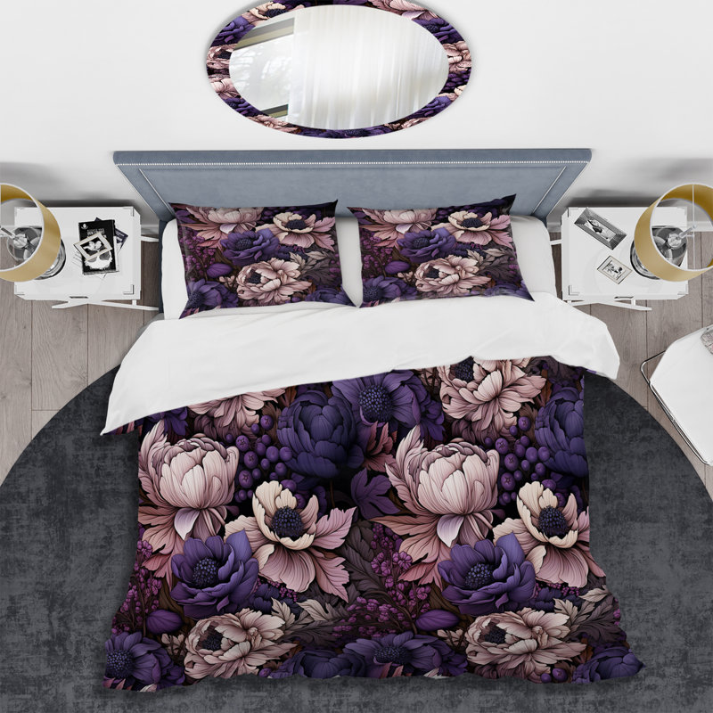 Ensemble de housse de couette Gothic Botanicals Moody, Housse de couette simple + 1 taie décorative stan