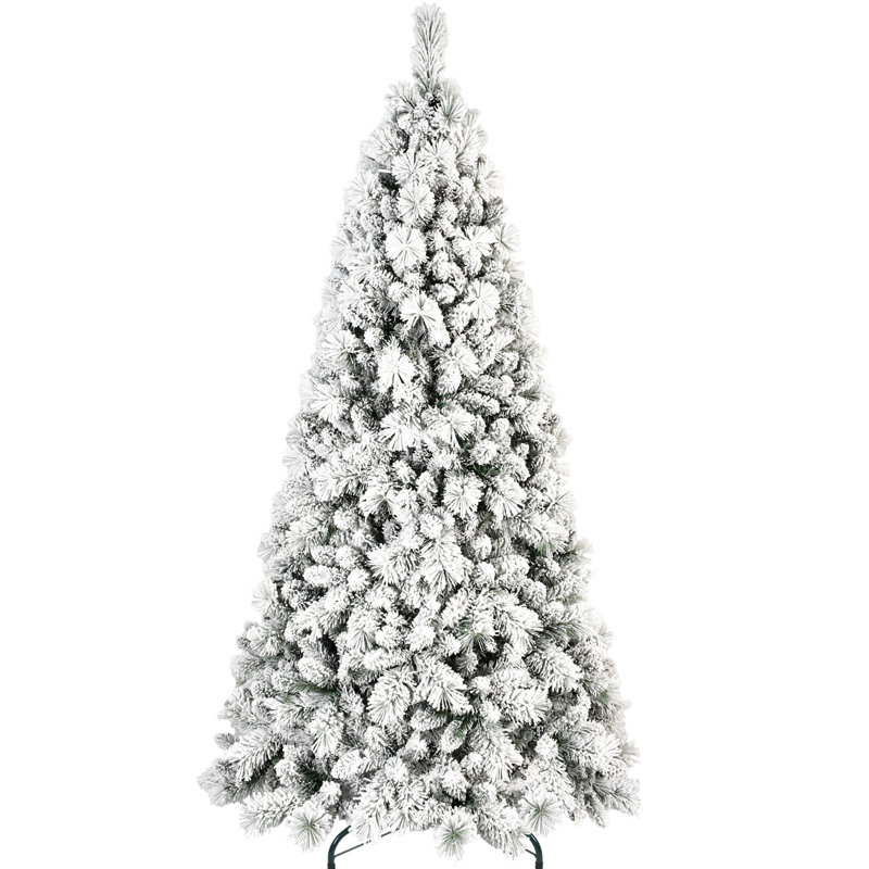 Arbre floqué réaliste de 5 pi avec 518 pointes et branches d'aiguilles dures, cadre à charnières facile à installer pour les galeries d'art, support en métal massif, décorations de Noël pour assembler les bibliothèques d'installation, décoration