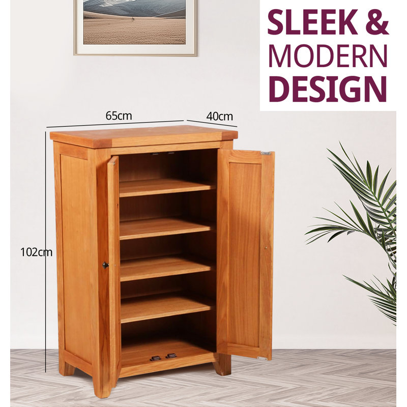 Abbey 15 Pair Solid Wood Shoe Storage Cabinet