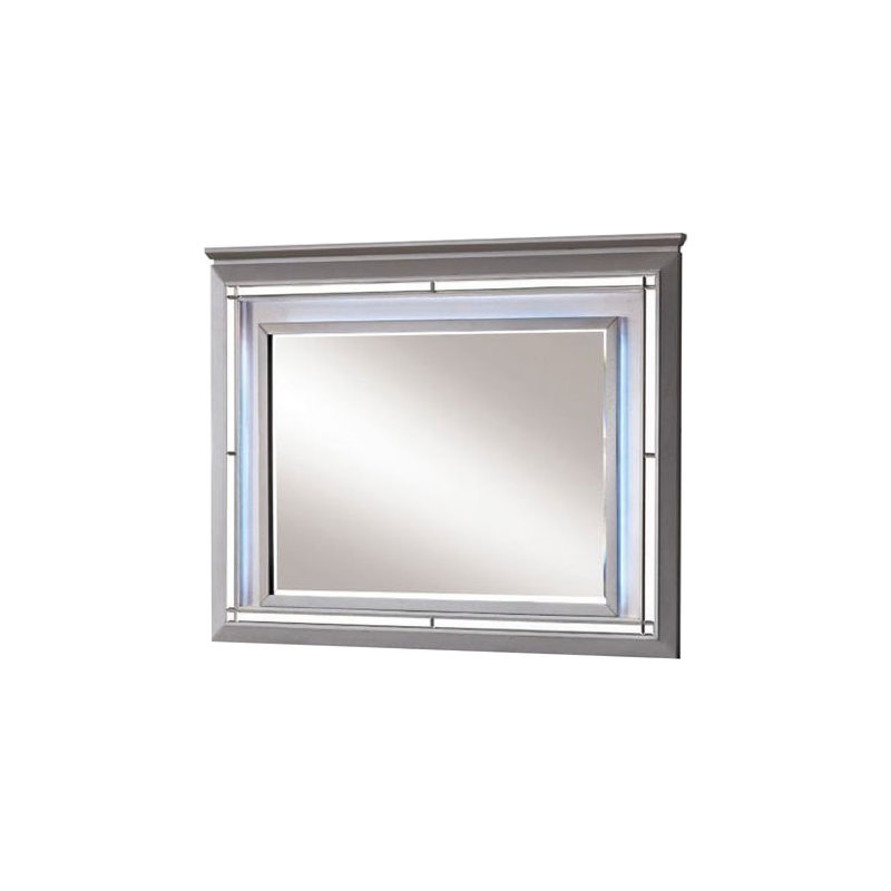 Miroir contemporain l 50,4 ", argent, Argent