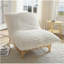 Canapé d'appoint sans accoudoirs, canapé simple décontracté, tissu velours côtelé, pour le salon et la chambre à coucher, avec dossier, siège simple, blanc cassé
