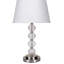 Lampe de table en métal de 28,5 po de hauteur, finition nickel satiné, conception sphérique, abat-jour en lin