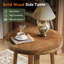 Table de bout ronde en bois massif 19,7 pouces avec rangement ouvert