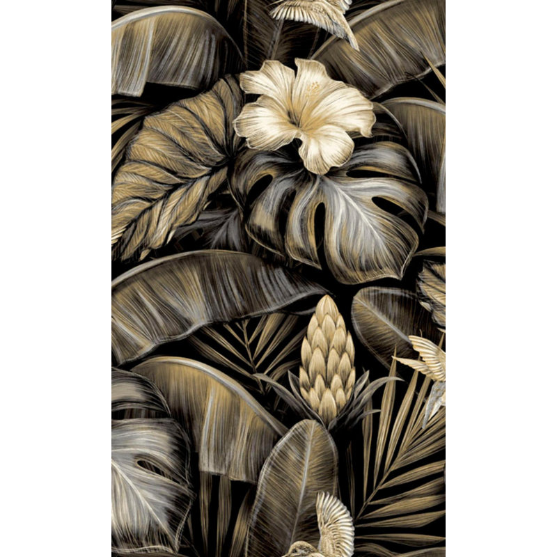 Papier peint abstrait floral abstrait Jungle, Samana doré