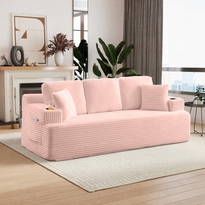 Canapé Boneless, Rose, H 35,8 po x l 86,2 po x P 36,6 po 
