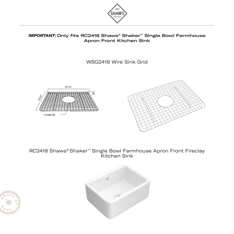Lancaster Wire Sink Grid For RC2418 Kitchen Sink, White