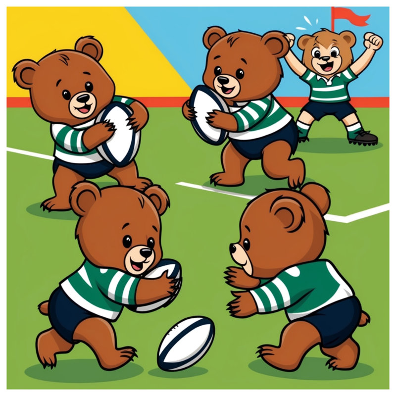Bears Playing Rugby Comforter, Twin Extra Long