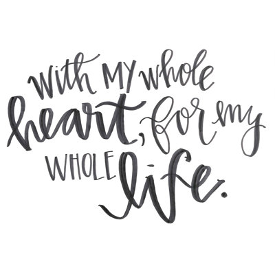 Whole Heart Whole Life Script - Wrapped Canvas Art Prints