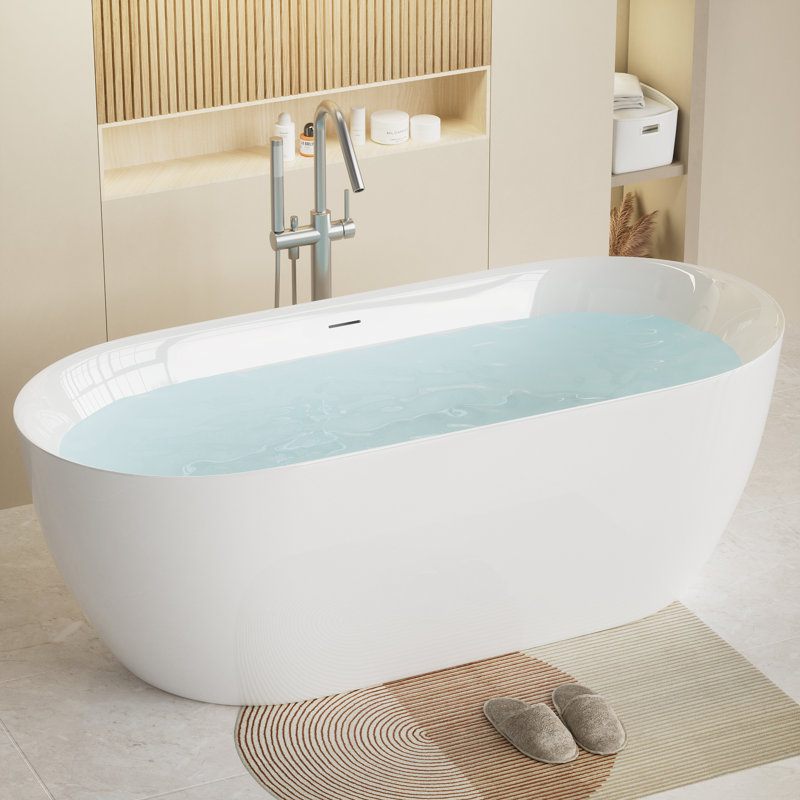 67" X 31.5" Freestanding Soaking Acrylic Bathtub