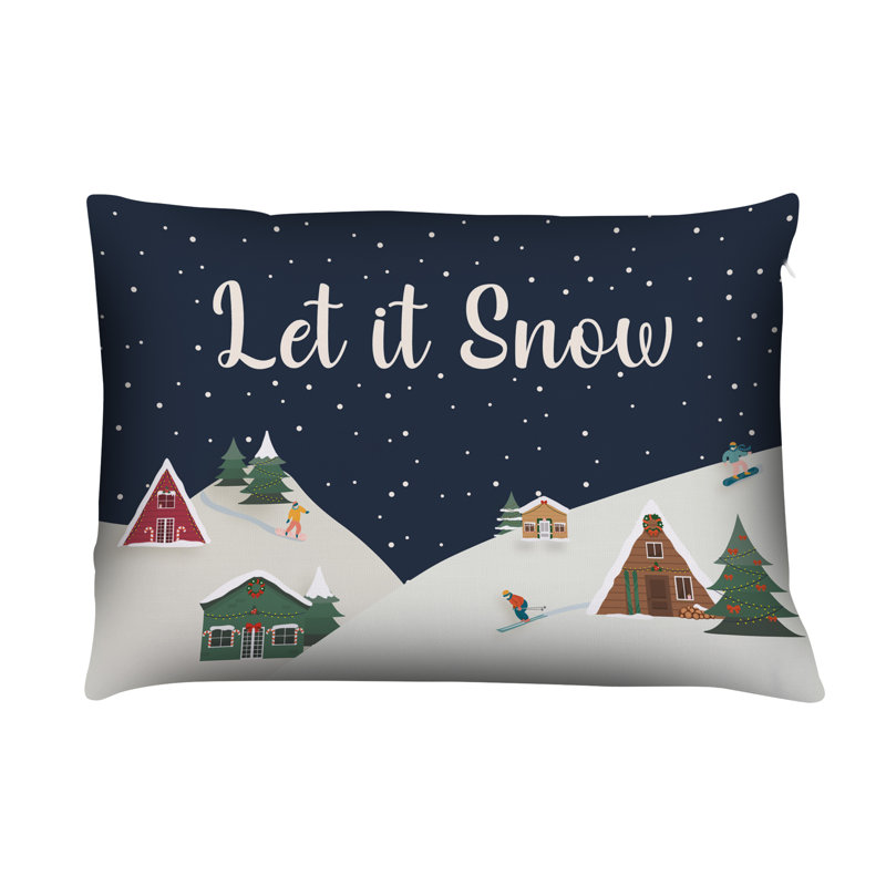Oreiller décoratif de qualité supérieure 14 po x 20 po Let It Snow