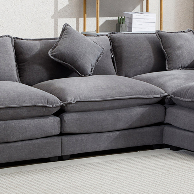 Canapé modulaire rembourré, Gris chenille, H 33 po x l 112,2 po x P 35,4 po