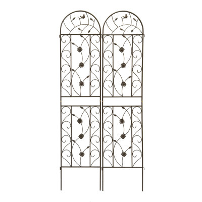 Ensemble de 2 treillis métalliques d'extérieur, treillis hauts autoportants pour plantes grimpantes, treillis de jardin pour tomates, roses et vignes