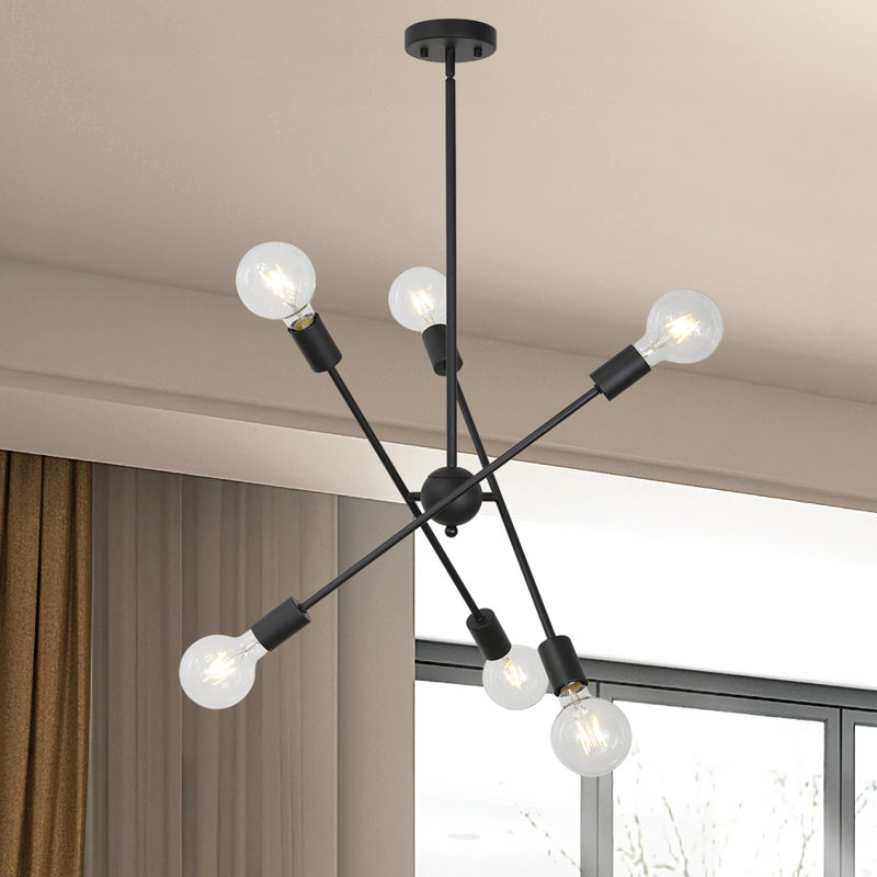 Lustre sphérique spoutnik 6 lumières Hairston, Noir