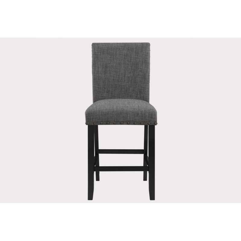 TABOURET DE TABLE MARIAN GRIS FONCÉ (ENSEMBLE DE 2), Gray, Black