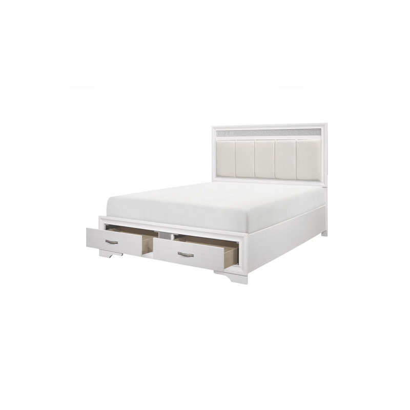 Lit plateforme avec rangement en cuir Jarya 3-1_Betta, Grand, Blanc