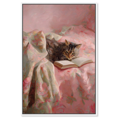 Décoration murale pour chat, "Cat Nap capitulation" par Art Remedy, cadre blanc, 20 x 30