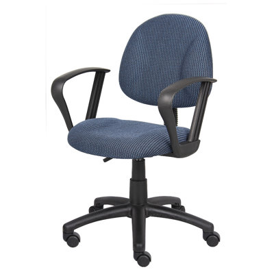 Jea Swivel Posture Chair, Loop Arms, Tweed, Rolling Wheels by Benjara