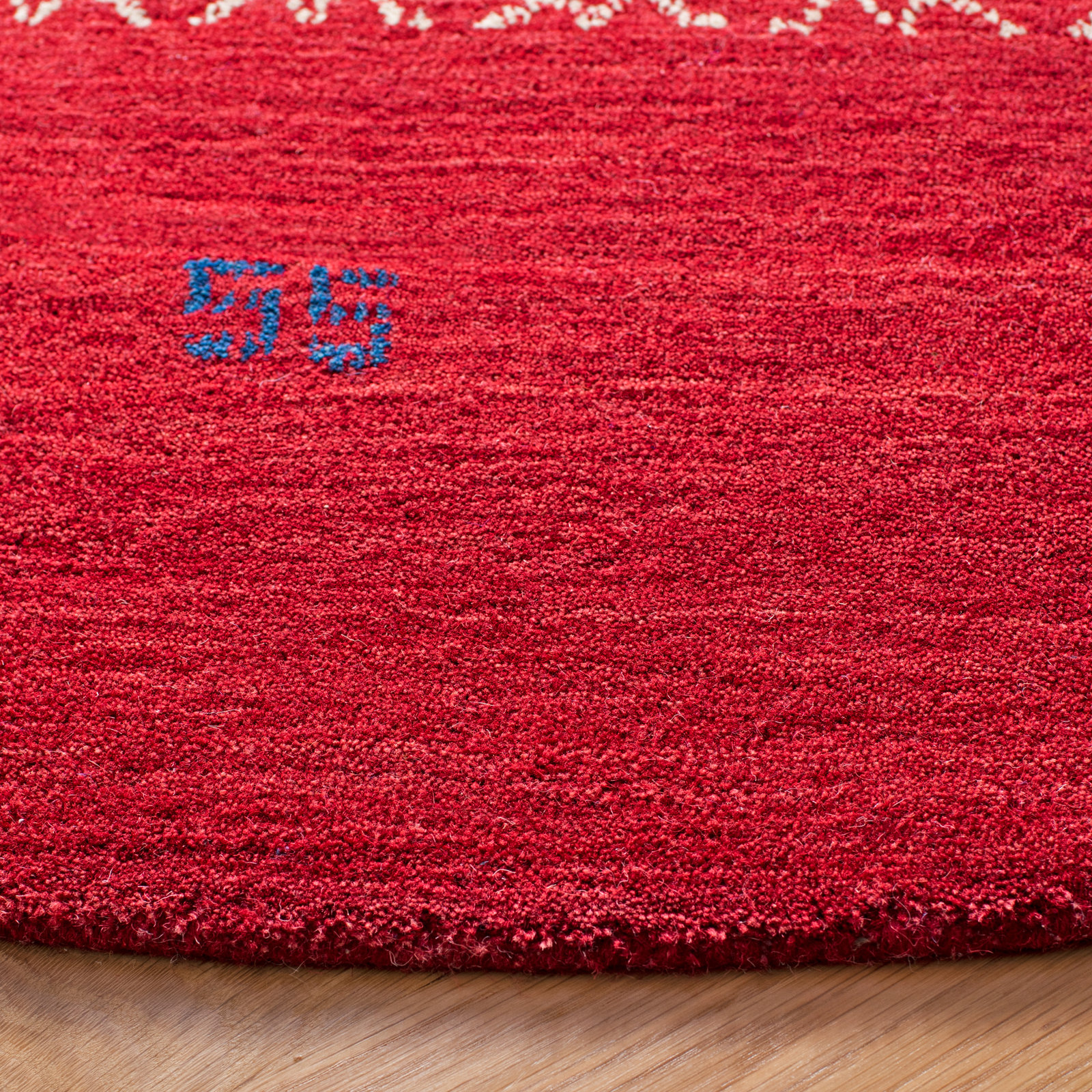 Santiago Handmade Wool Red Rug, Round 4'