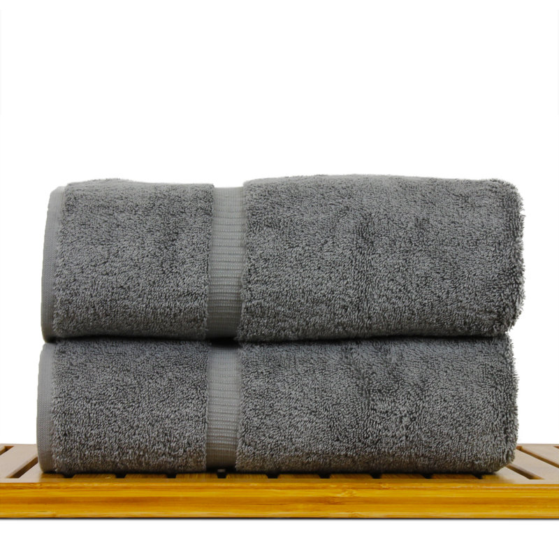 Ensemble de serviettes de bain en coton turc 2 pièces Wellston, Gris