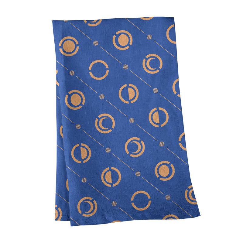 Torchon Moon phases, Cobalt / orange, Polyester sergé