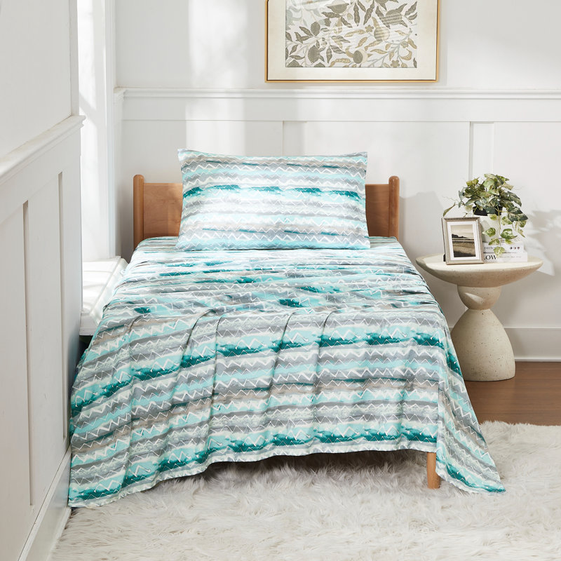 Summerset Microfiber Striped Sheet Set, Twin Sheet Set with 1 Pillowcase