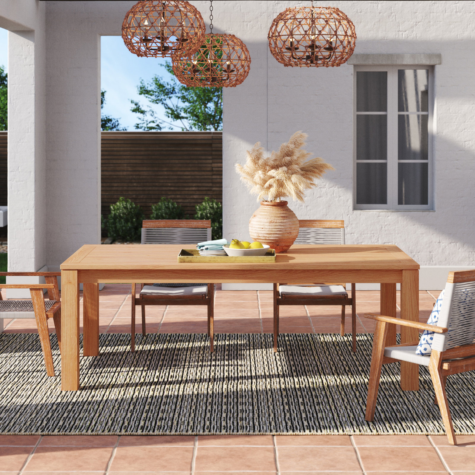 Hodges Teak Outdoor Dining Table, 87" L x 30" H x 39" D