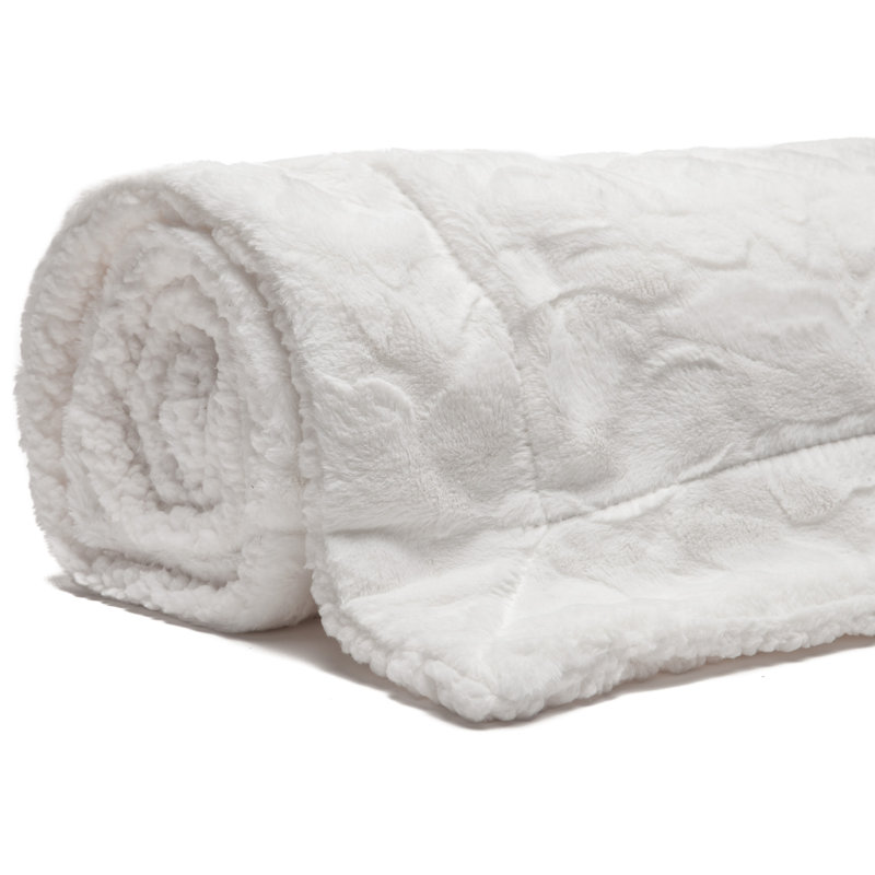 Couverture tissée , Blanc, L 50 po x L 65 po