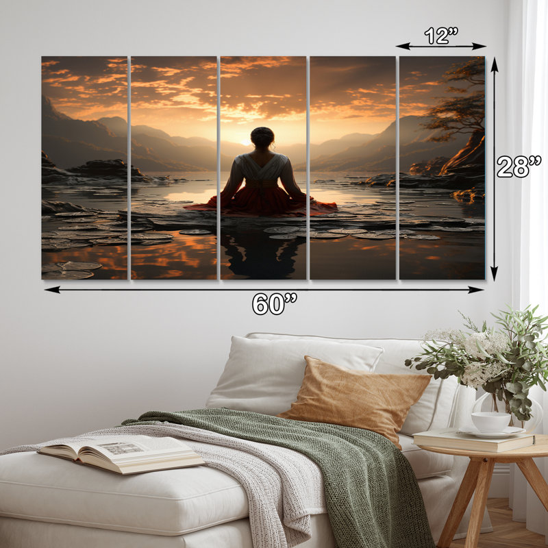 «Black Peach Meditation Eernal Now» sur toile, reproduction de 5 pièces