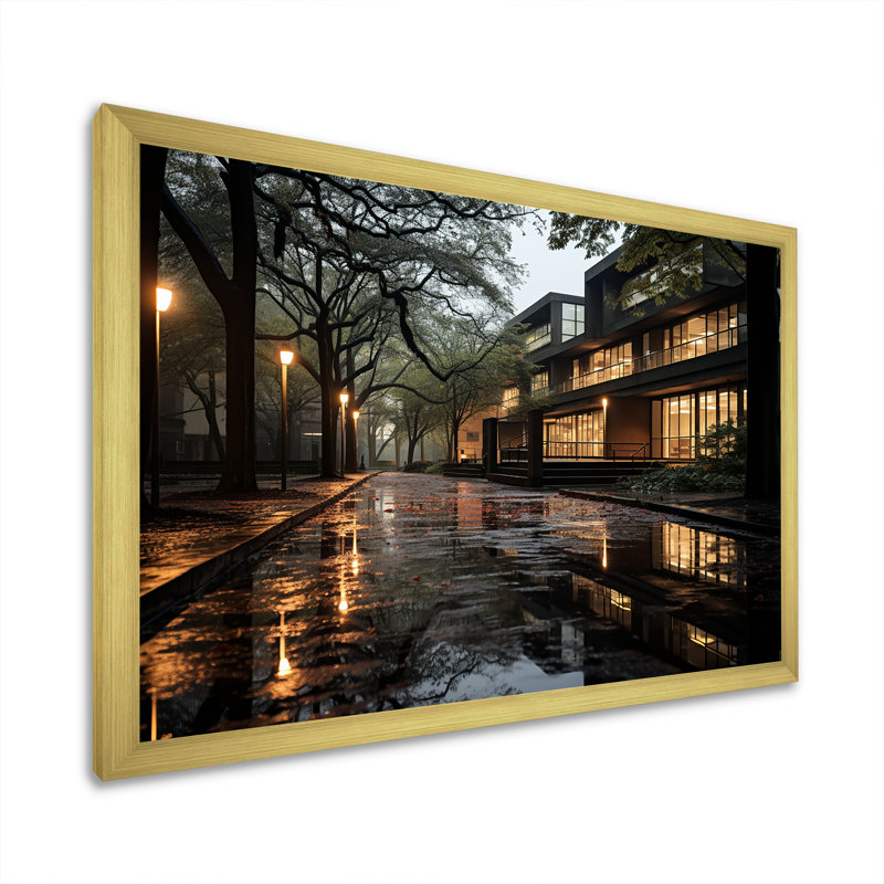 Photo collégiale d'hiver sur toile - Bâtiments et paysages urbains, Cadre doré simple, H 24 po x l 32 po x P 1 po