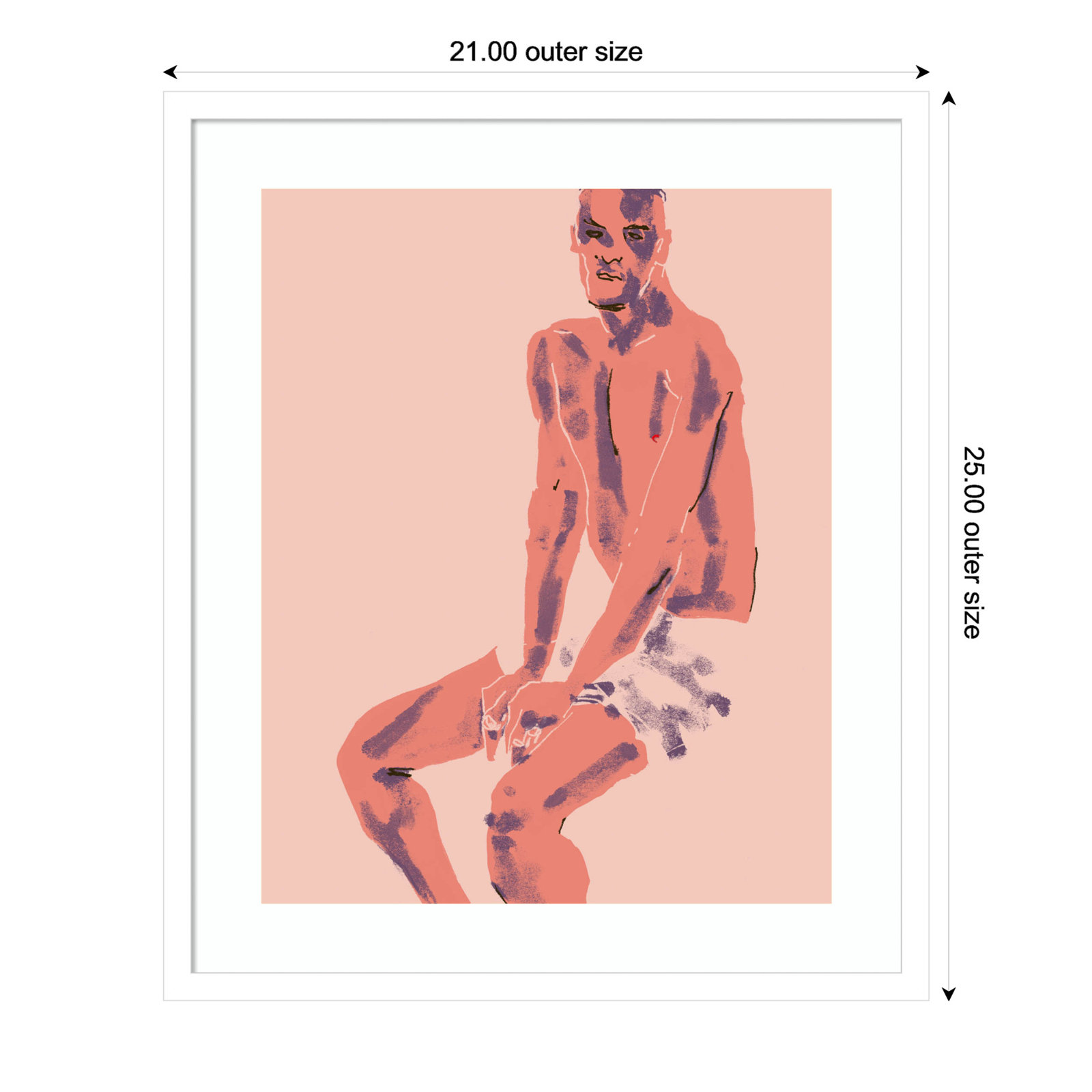 Olender "A Man Posing" Print, White, 25" H x 21" W