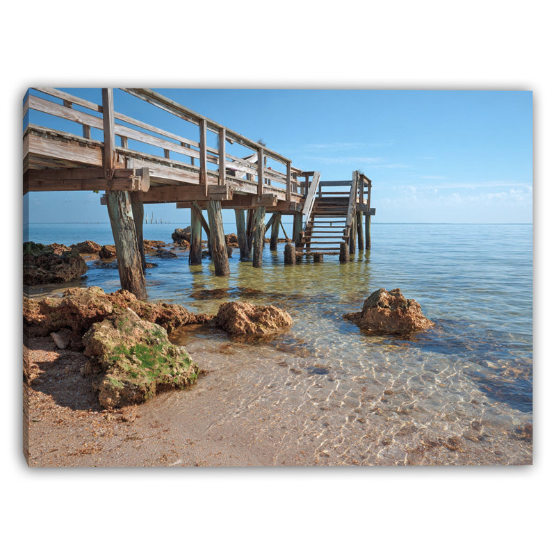 «Old Pier in Shallow Water», art mural sur toile