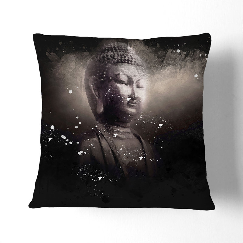 Buddha in a Mist Cushion with Filling, 40cm H x 40cm W x 15cm D