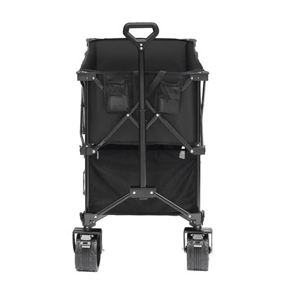 Chariot pliable à deux étages, chariot pliable 400L avec roues tout-terrain, chariot pliant robuste capacité de poids de 350 à 450 lb pour le camping, le magasinage, le jardin, rallonge extra longue de 52 po