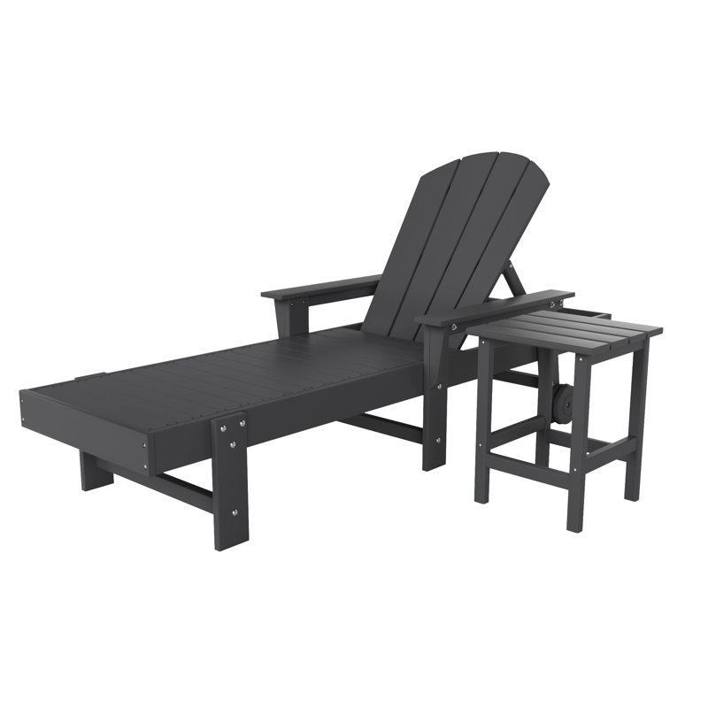 Chaise longue simple inclinable avec table Laguna, gris