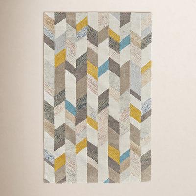 Binada Blue Gray Hand-Tufted Chevron Rug