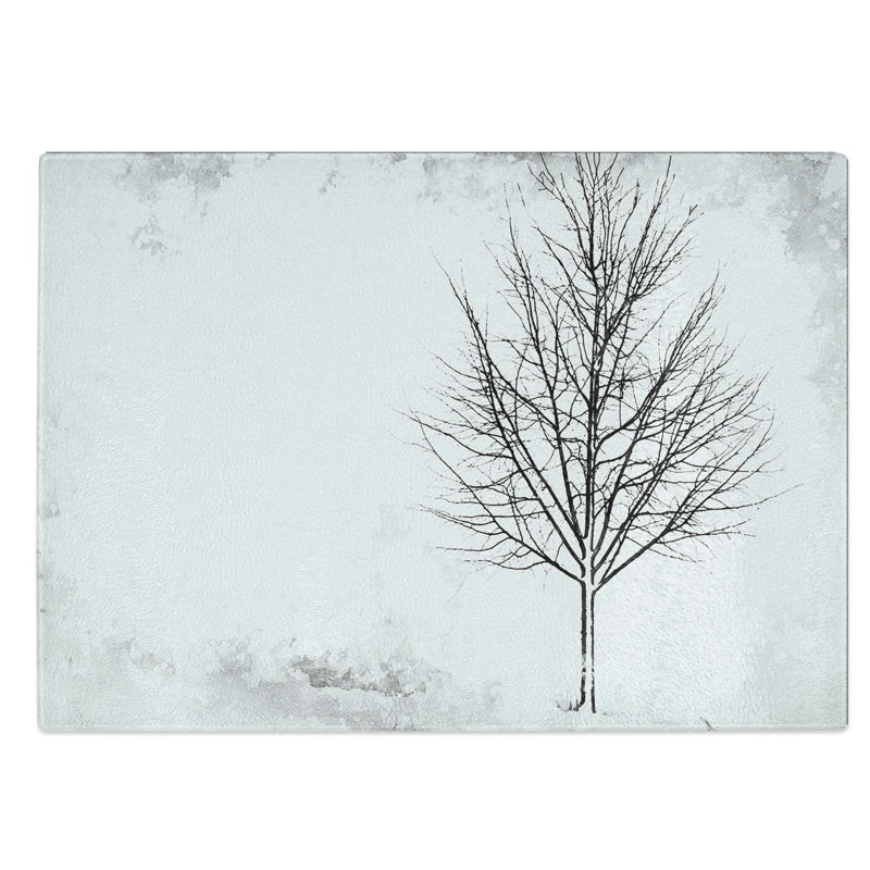 Glass Lone Tree At Winter Chopping Board, 28.5 cm W x 20 cm L