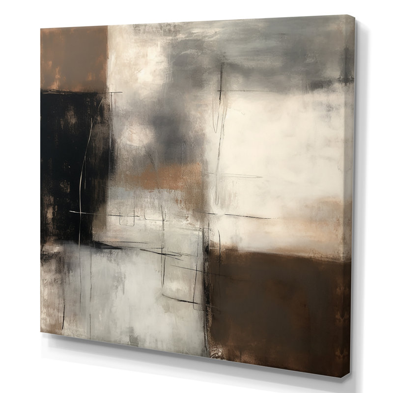 «Black Mid Century Fusion III», reproduction sur toile encadrée, H 16 po x l 16 po x P 1 po, Toile tendue