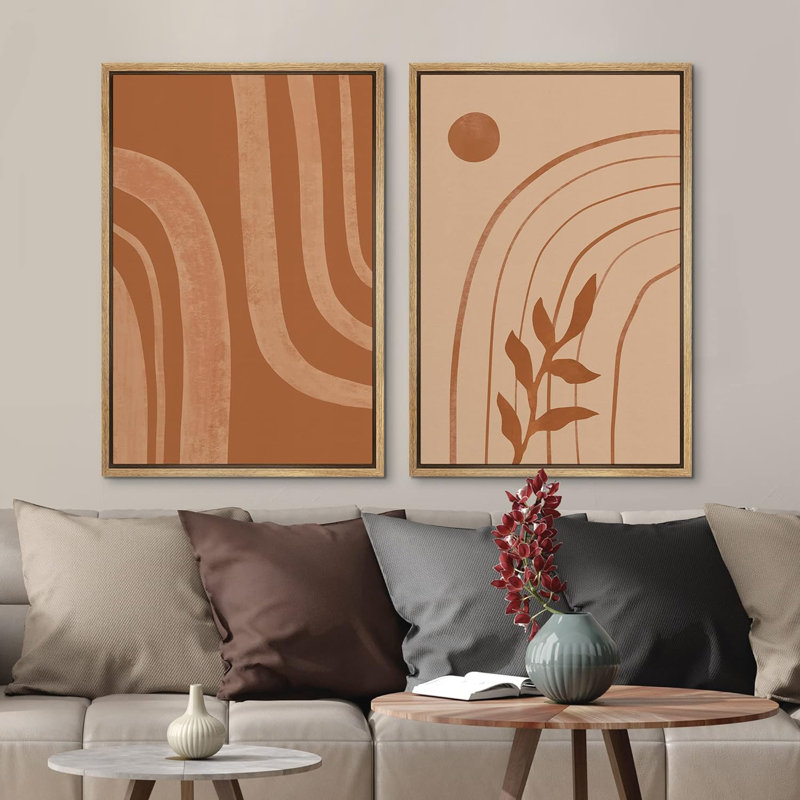 «Dark Geometric Spiral Wave Collage», 2 pièces, Naturel, H 36 po x l 24 po