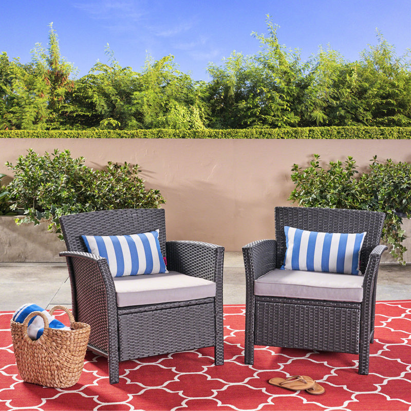2 St Chairs In Grey - Outdoor Pe And Iron With Waterproof Fabric Seat, 29.01"X29.01"X29.86", 21.78 Lb   Of 2  , Iron, Upholstery, 29.01" Depth X Width 29.86" Height, 21.78Lb